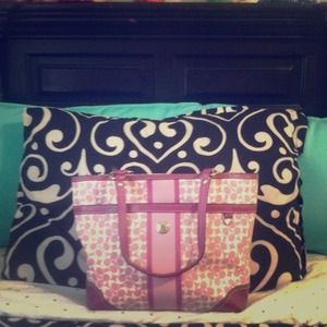 Purple And White Leather Coach Bag