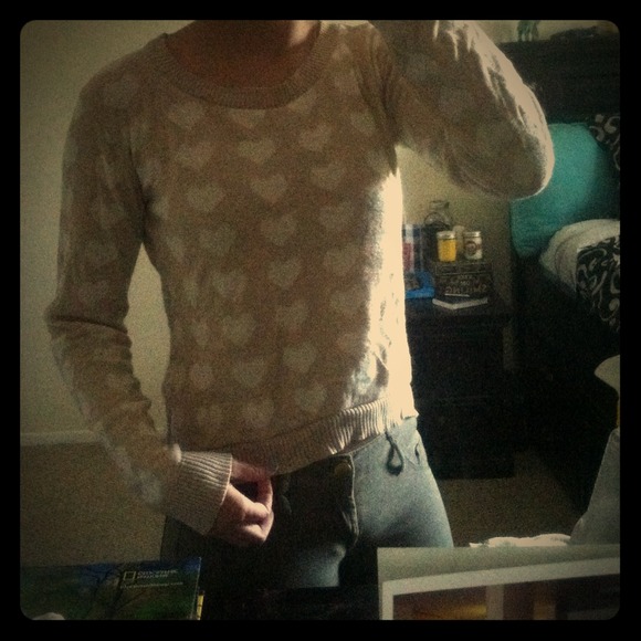 Beige Heart Sweater