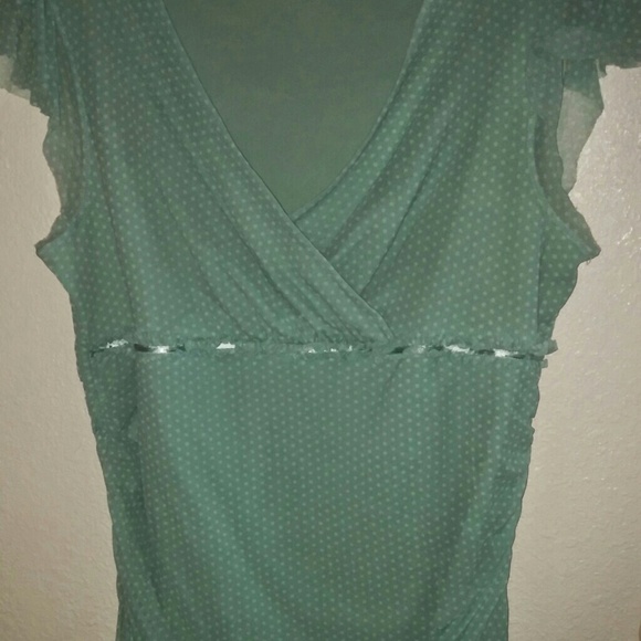 Merona mint green polka dot top stretch xl ribbon