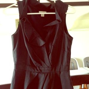 J.Crew Black Classic Dress w/ Ruffle Neckline Sz 0