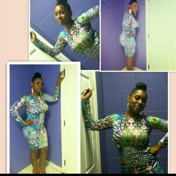 Mixed Print Bodycon Dress