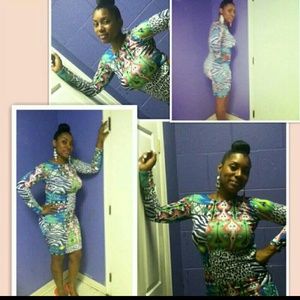 Mixed Print Bodycon Dress