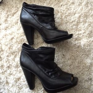 Peep toe heel booties