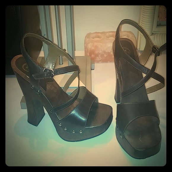 Candies brand leather sandals with wood bottom