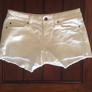 White cutoff shorts