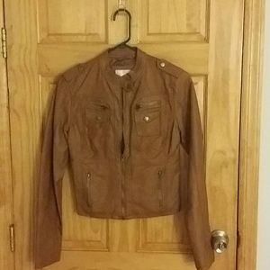 Xhilaration tan faux leather jacket
