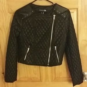 FOREVER 21 quilted/metal studded jacket