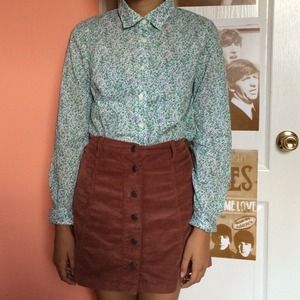 JCREW The Perfect Shirt blue, purple, green floral