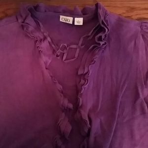 Cute little purple shrug and peach shoes.