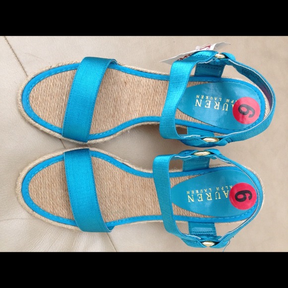 Ralph Lauren Indigo Wedge Sandal in Aztec Blue