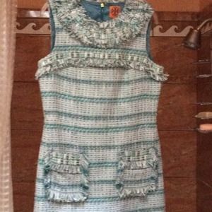 Tory Burch green & white dress