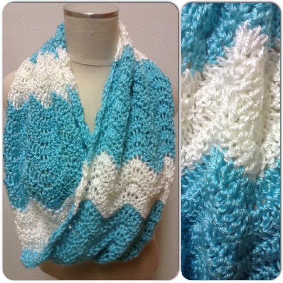 NEW! Aqua and white crocheted mobius cowl #mermaidcore - Picture 2 of 2