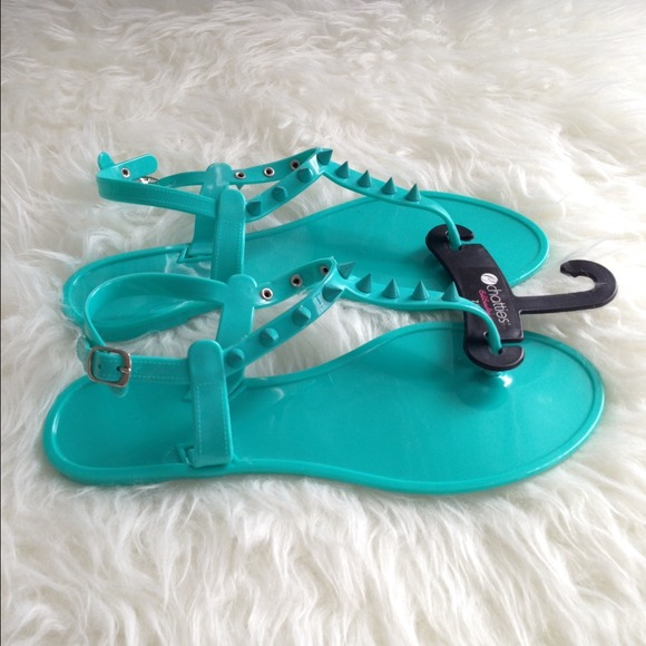Aqua Blue Jelly Studded sandals - Picture 2 of 3