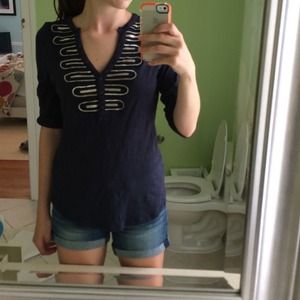 💢SOLD💢 Anthropologie navy front detail top