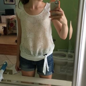 Anthropologie lace top with tie detail