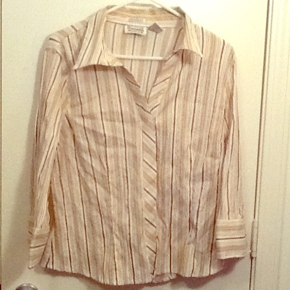 Tan and Brown Striped Eveningwear top