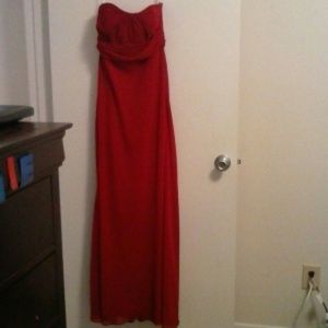 Strapless red dress