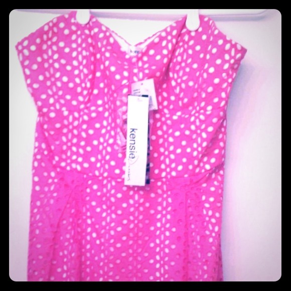 NWT Kensie pink eyelet strapless dress, size 10