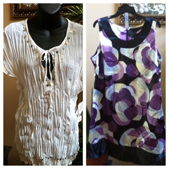 @smocz bundle $35  white blouse 2x & multi dress20