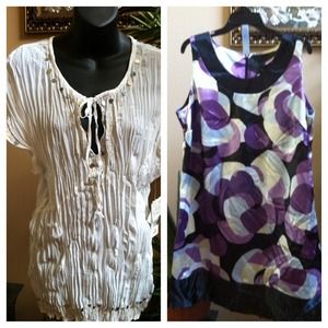 @smocz bundle $35  white blouse 2x & multi dress20