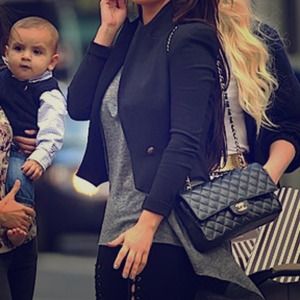 Black quilted silver hardware bag