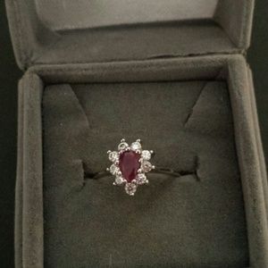 Sterling silver genuine ruby ring