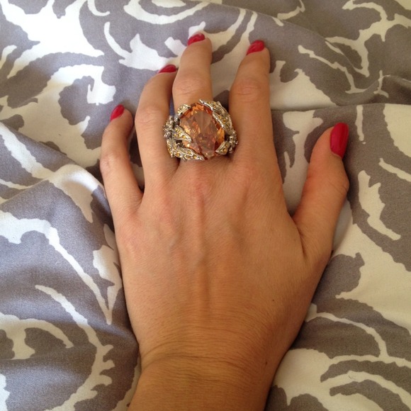 Sterling Silver Citrine Cocktail Ring. Beautiful!