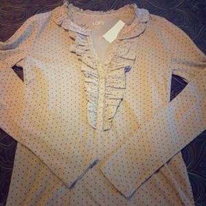 Loft long sleeve polka dot shirt