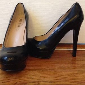 Black Patent Leather Guess Platform Heels