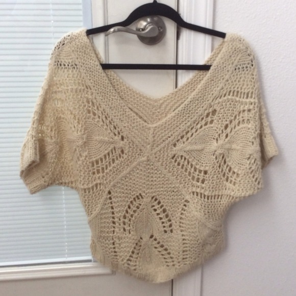 Short sleeve off the shoulder sweater