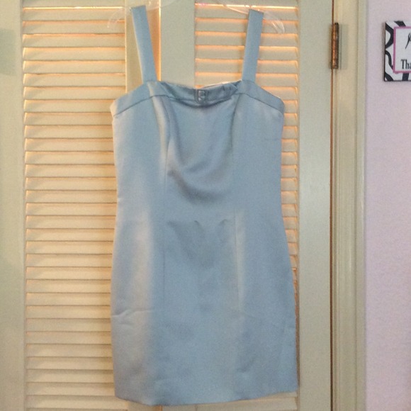 Ice blue satiny designer cocktail dress