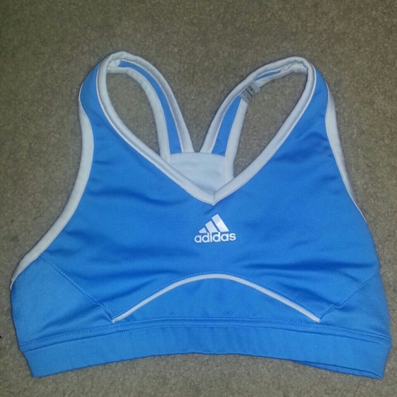Light Blue & White Adidas Spandex Sports Bra