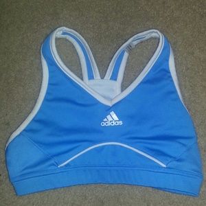 Light Blue & White Adidas Spandex Sports Bra