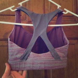 Lululemon pink and gray sports bra