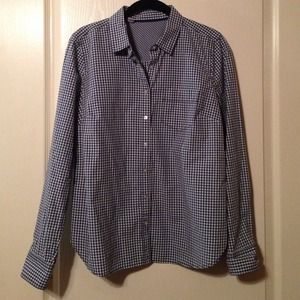 Navy and white gingham button down