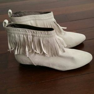 XXX SOLD XXX.  H&M Beige Fringe Ankle Boots
