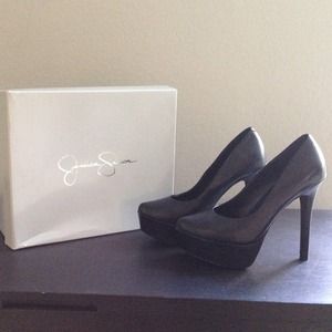 Jessica Simpson black platform heels
