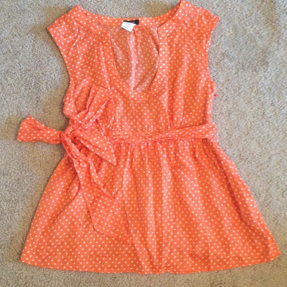 J. Crew Orange Polka Dot Top