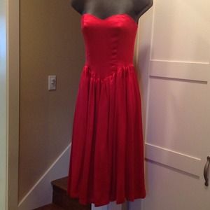 Red Silk Cocktail Dress