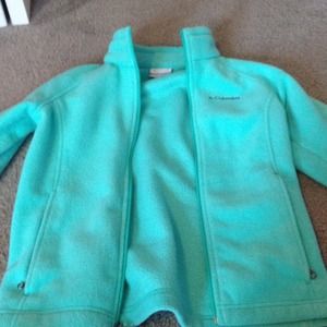 A light blue Columbia jacket