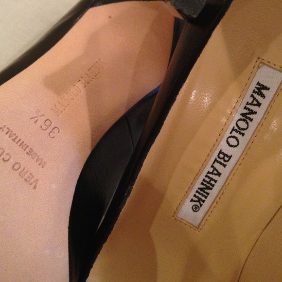 💃SOLD💃Manolo Blahnik Black Leather BB pumps 36.5 - Picture 3 of 4
