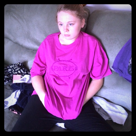 Dark Pink Paris Tee Shirt