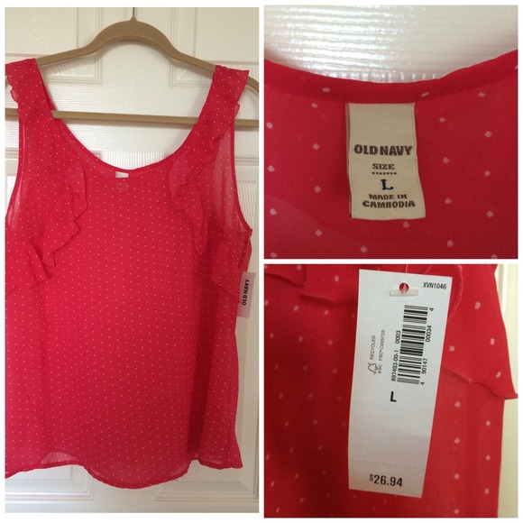 Red & White polka dot tank NWT