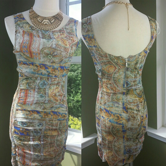 Printed,  Multi Color Mini Dress