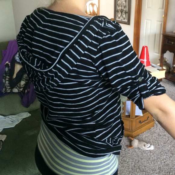 Black and grey stripped shirt/hoodie - Picture 2 of 2