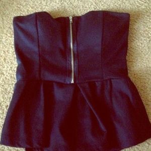 Navy peplum tube top