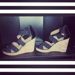Black Strappy Wedges