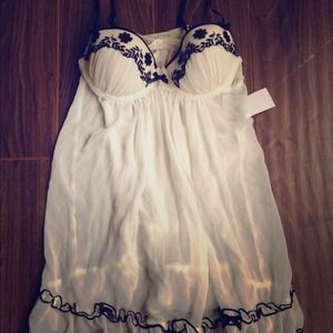 White with black embroidery babydoll