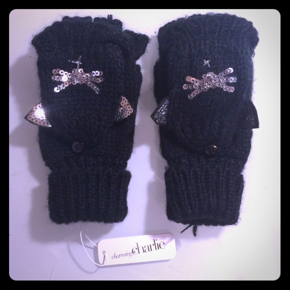 Black Kitten Fingerless Mittens