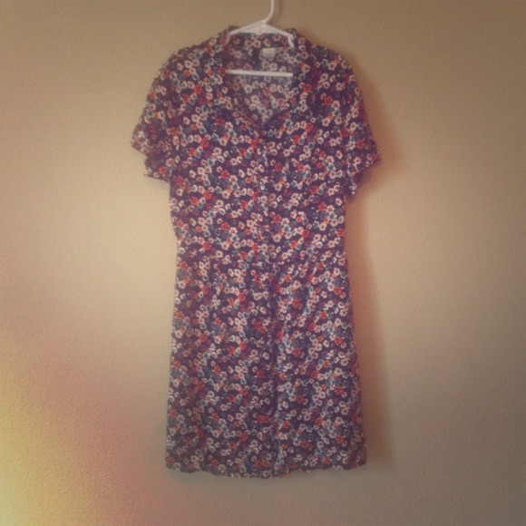 Short floral button up dress